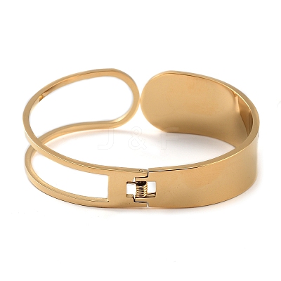 Hollow Out 304 Stainless Steel Wide Cuff Bangles BJEW-G689-01G-1