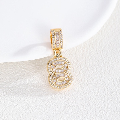 Brass Clear Cubic Zirconia European Dangle Charms LS-KK-R003-01G-08-1