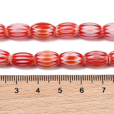 Handmade Millefiori Glass Oval Bead Strands LK-Z001-01B-06-1