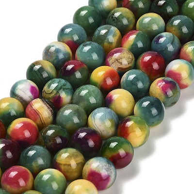 Dyed Natural Agate Beads Strands G-G203-09D-10mm-1