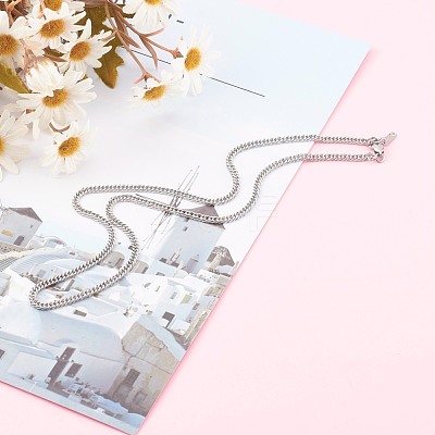 Non-Tarnish 304 Stainless Steel Diamond Cut Cuban Link Chain Necklaces NJEW-JN03368-01-1