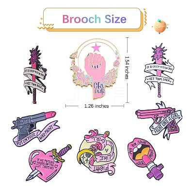 7Pcs 7 Style Heart & Moon & Lip & Rugosa Rose Enamel Pin JEWB-SZ0001-81-1