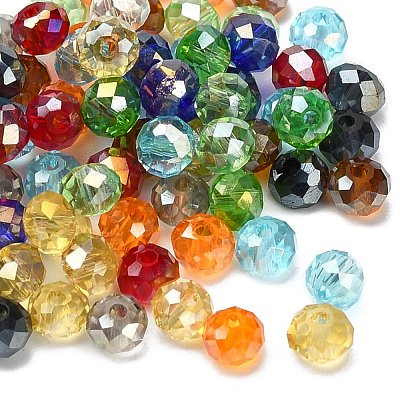 Electroplate Faceted Rondelle AB Color Plated Transparent Glass Beads GLAA-R152-4mm-M2-1