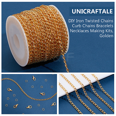 DIY Iron Twisted Chains Curb Chains Bracelets Necklaces Making Kits DIY-UN0006-22B-1