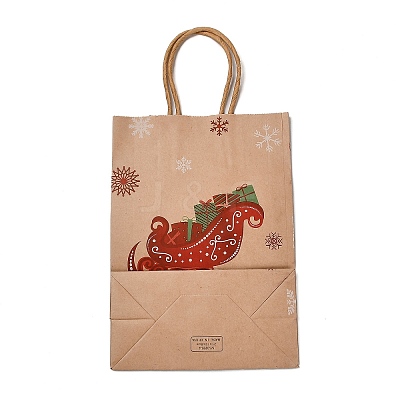 Christmas Theme Hot Stamping Rectangle Paper Bags LS-CARB-F011-02D-1