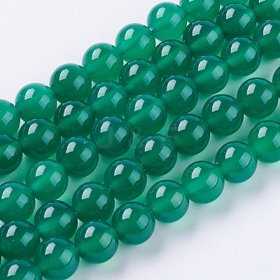 Natural Green Onyx Agate Beads Strands X-G-G583-8mm-11-1