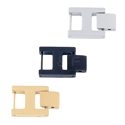 3Pcs 3 Colors Rectangle Stainless Steel Watch Band Clasps STAS-FH0002-27C-1