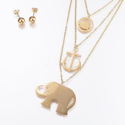 304 Stainless Steel Jewelry Sets SJEW-P139-05G-1