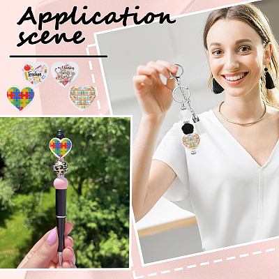 8Pcs 4 Style Heart Silicone Focal Beads SIL-SC0001-65-1