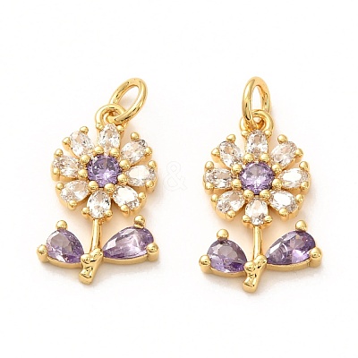 Brass Micro Pave Lilac Cubic Zirconia Pendants X-ZIRC-P086-21G-1
