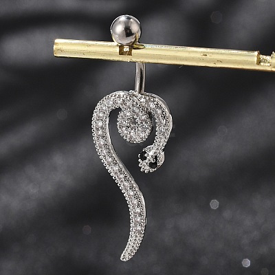 Alloy Rhinestone Snake Curved Barbell Belly Rings LS-AJEW-R007-03P-02-1