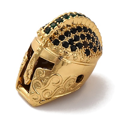 Helmet Shape Rack Plating Brass with Cubic Zirconia Beads KK-S406-15D-1