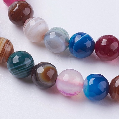 Natural Striped Agate/Banded Agate Beads Strands G-G581-8mm-17-1
