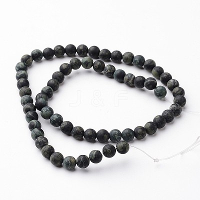 Frosted Round Natural Kambaba Jasper Bead Strands G-J346-30-6mm-1