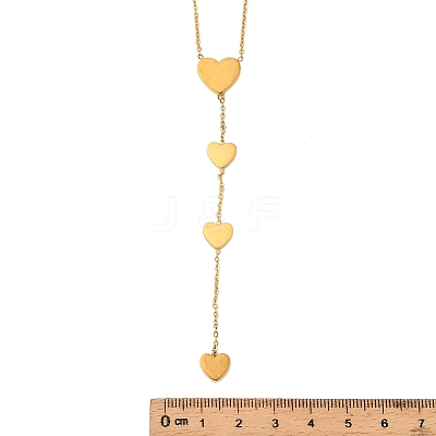 304 Stainless Steel Heart Link Chain Y Necklaces for Women LS-NJEW-A059-05G-1