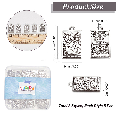 40Pcs 8 Style Tibetan Style Alloy Pendants FIND-NB0003-49-1