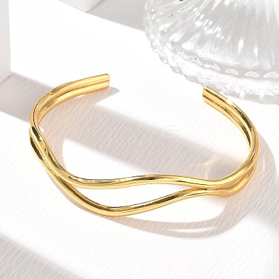 304 Stainless Steel Wavy Cuff Bangles SA-CBA46AF-30G-1