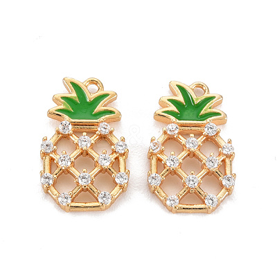 Brass Micro Pave Clear Cubic Zirconia Charms KK-S356-549-NF-1