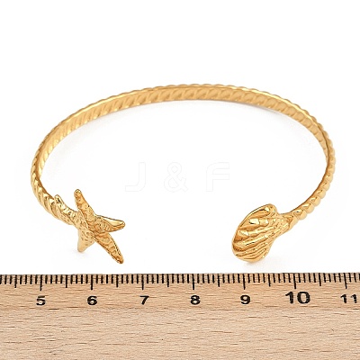 304 Stainless Steel Cuff Bangles for Women BJEW-C114-02G-1