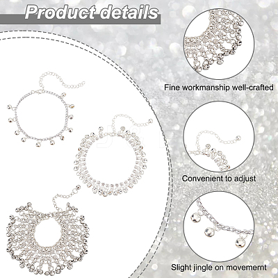 6Pcs 3 Styles Alloy Bell Charms Anklets for Women AJEW-AN0007-11-1
