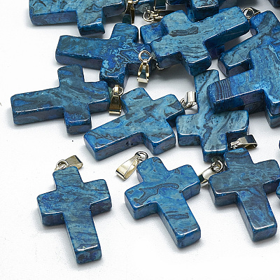 Dyed Natural Blue Agate Pendants X-G-T080-25-1