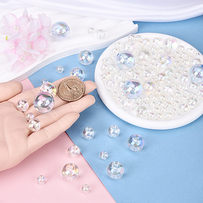 100G 4 Styles Transparent Acrylic Beads MACR-YW0003-42-1