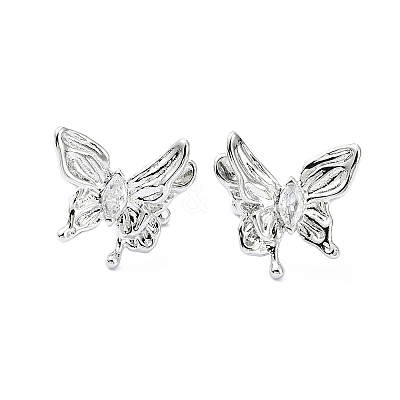 Rack Plating Brass Micro Pave Cubic Zirconia Cuff Earring EJEW-C086-11P-1