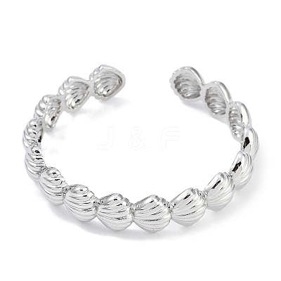 Shell Shape Rack Plating Brass Cuff Bangles for Women BJEW-P341-05P-1