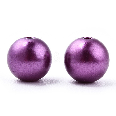 Spray Painted ABS Plastic Imitation Pearl Beads OACR-T015-05B-11-1