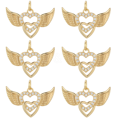 8pcs Brass Micro Pave Cubic Zirconia Pendants KK-BBC0020-22-1