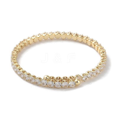Brass Micro Pave Cubic Zirconia Cuff Bangles BJEW-D039-08G-1
