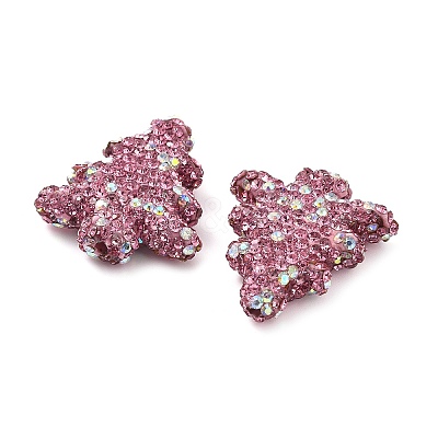 Christmas Tree Polymer Clay Rhinestone Beads CLAY-NH0001-14J-1