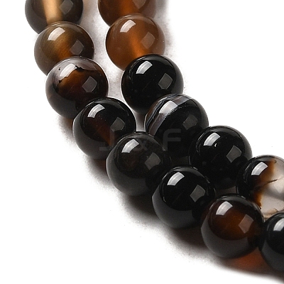 Dyed & Heated Black Agate Round Bead Strands G-P070-22-4mm-1