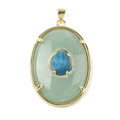 Natural Green Aventurine & Apatite Pendants G-P599-05G-02-1