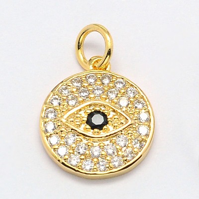 Brass Micro Pave Cubic Zirconia Charms ZIRC-P074-07G-NR-1