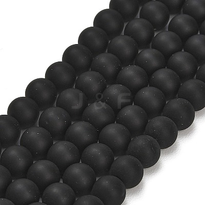 Natural Brazil Black Onyx(Dyed & Heated) Beads Strands G-Z024-01B-8mm-01-1