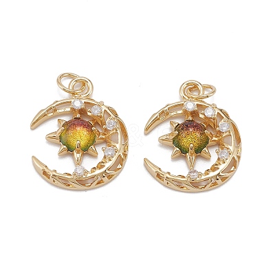 Brass Micro Pave Clear Cubic Zirconia Glass Pendants LS-ZIRC-C024-06G-02-1