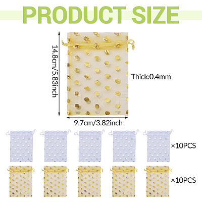 20Pcs 2 Colors Hot Stamping Polka Dot Organza Jewelry Drawstring Bags ABAG-TADJ0001-06C-1
