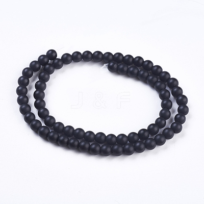 Synthetic Black Stone Bead Strands X-G-R345-6mm-38-1-1