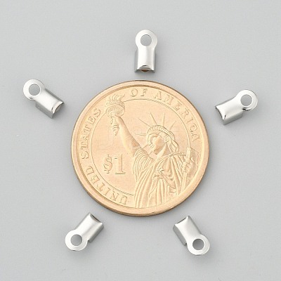 Tarnish Resistant 304 Stainless Steel Fold Over Crimp Cord Ends X-STAS-M009-01A-1