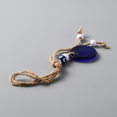 Glass Evil Eye Pendant Decorations HJEW-WH0006-54-1