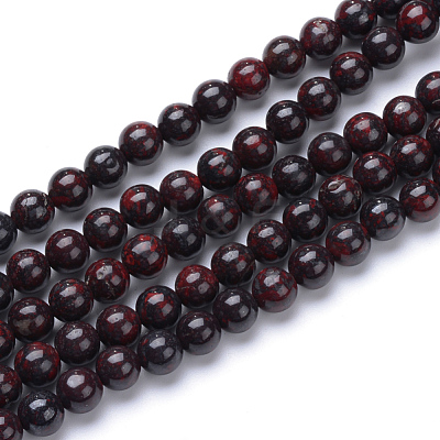 Natural Bloodstone Beads Strands X-G-R411-06-4mm-1