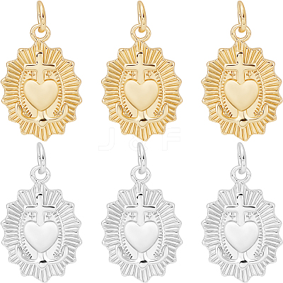 8Pcs 2 Colors Brass Pendants KK-BBC0013-01-1
