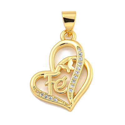 Rack Plating Brass Micro Pave Clear Cubic Zirconia Pendants KK-B091-49G-02-1