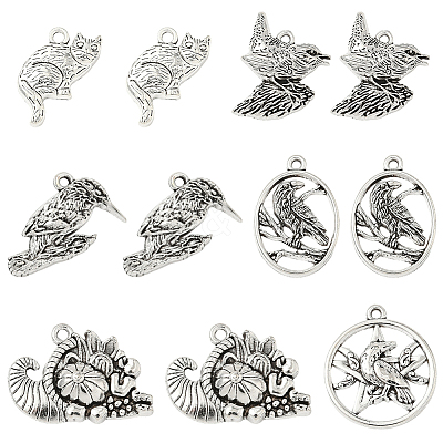 48Pcs 6 Styles Tibetan Style Alloy Pendants FIND-SC0019-41-1