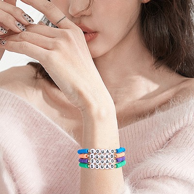 8Pcs 8 Colors Polymer Clay Heishi Surfer Stretch Bracelets Set BJEW-SW00085-1