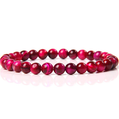 Natural Striped Agate/Banded Agate Round Beaded Stretch Bracelet SF8562-3-1