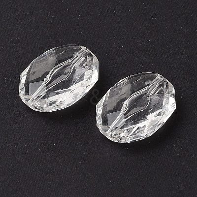 Faceted Hexagon Transparent Acrylic Beads X-TACR-R126-A01-1