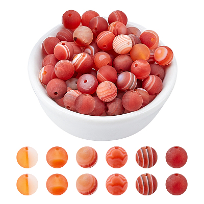 Natural Grade A Striped Agate/Banded Agate Beads Strands G-AR0003-12-1