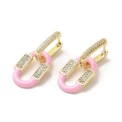 Oval Real 18K Gold Plated Brass Dangle Hoop Earrings EJEW-L268-041G-01-1